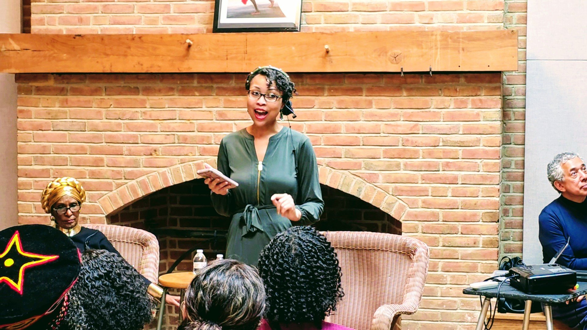 Radiance Talley performing poetry at the Sandy Spring Museum event